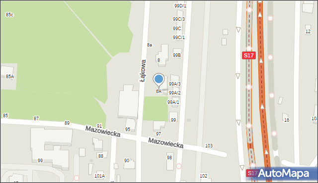 Warszawa, Łąkowa, 6A, mapa Warszawy