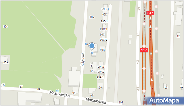 Warszawa, Łąkowa, 8, mapa Warszawy