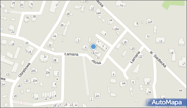 Węgrów, Łamana, 7, mapa Węgrów