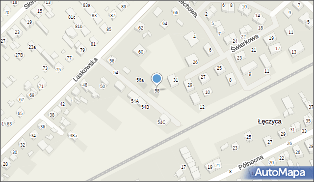 Wiry, Laskowska, 58, mapa Wiry