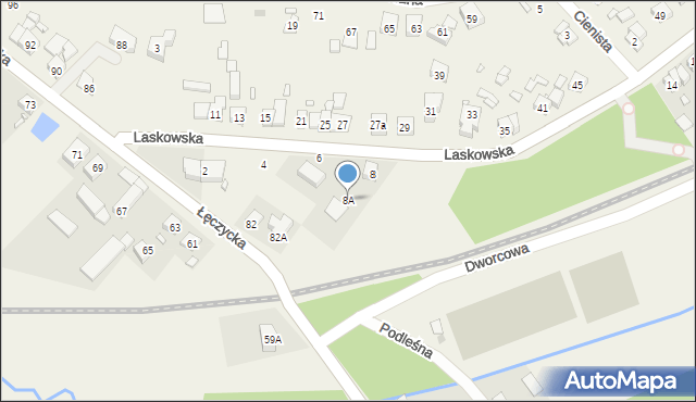 Wiry, Laskowska, 8A, mapa Wiry