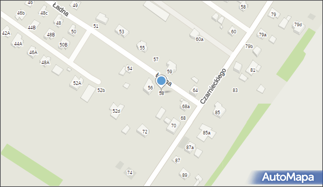 Wodzisław Śląski, Ładna, 58, mapa Wodzisławia Śląskiego