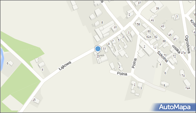 Wojnowice, Łąkowa, 13, mapa Wojnowice