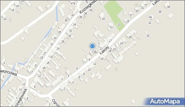 Woźniki, Łakoty, 9a, mapa Woźniki
