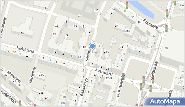 Wrocław, Łąkowa, 10, mapa Wrocławia