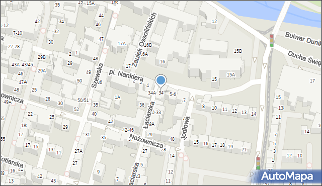 Wrocław, Łaciarska, 34, mapa Wrocławia