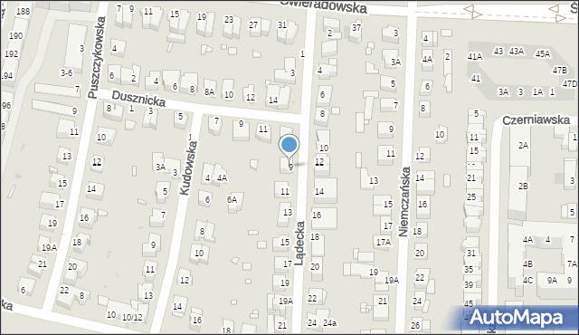 Wrocław, Lądecka, 9, mapa Wrocławia