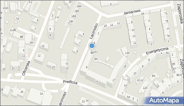 Wrocław, Łączności, 6A, mapa Wrocławia