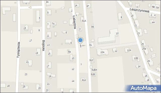 Wyry, Łabędzia, 5, mapa Wyry