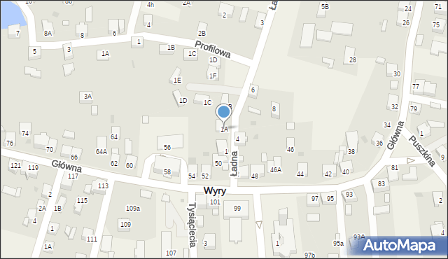 Wyry, Ładna, 1A, mapa Wyry