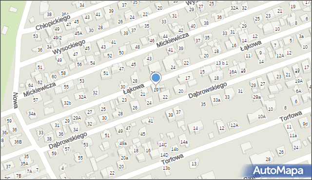 Ząbki, Łąkowa, 19, mapa Ząbki