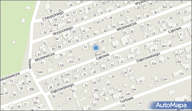 Ząbki, Łąkowa, 30, mapa Ząbki