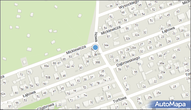 Ząbki, Łąkowa, 36, mapa Ząbki