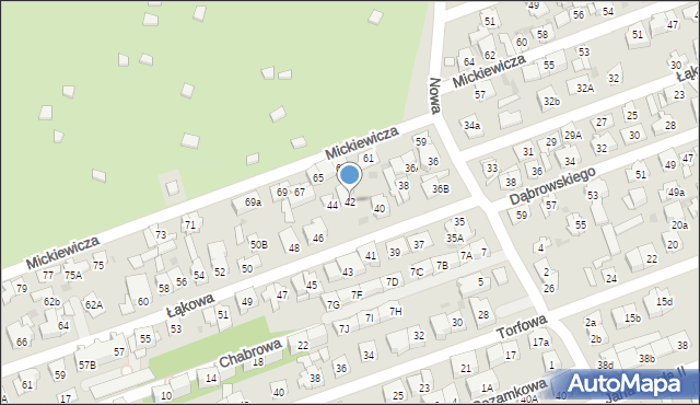 Ząbki, Łąkowa, 42, mapa Ząbki