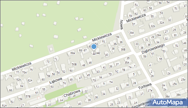 Ząbki, Łąkowa, 44, mapa Ząbki