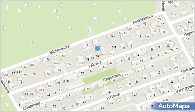 Ząbki, Łąkowa, 54, mapa Ząbki