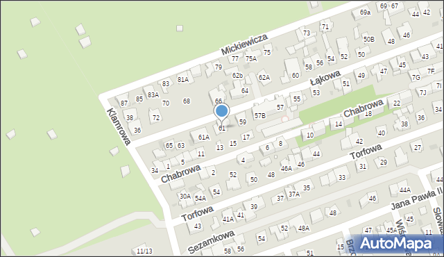 Ząbki, Łąkowa, 61, mapa Ząbki