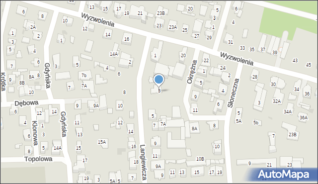Ząbki, Langiewicza Mariana, gen., 3, mapa Ząbki