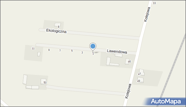 Zabrodzie, Lawendowa, 1, mapa Zabrodzie