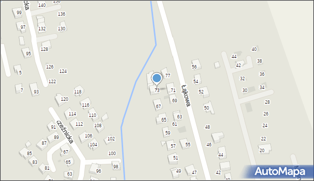 Żagań, Łąkowa, 73, mapa Żagań