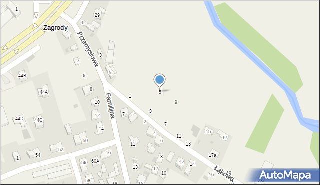 Zagrody, Łąkowa, 5, mapa Zagrody