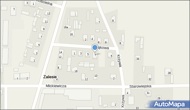 Zalesie, Łąkowa, 7, mapa Zalesie