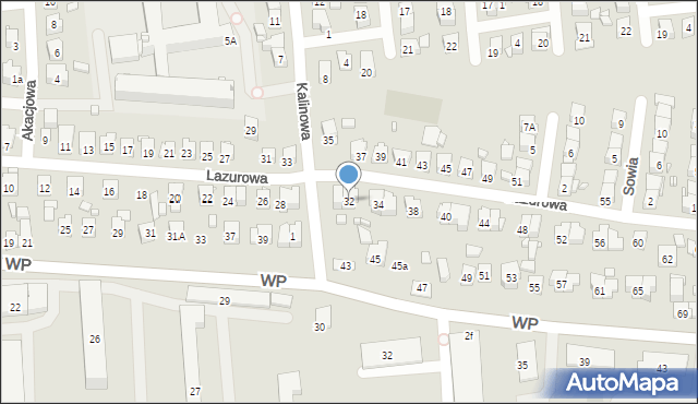 Zamość, Lazurowa, 32, mapa Zamościa
