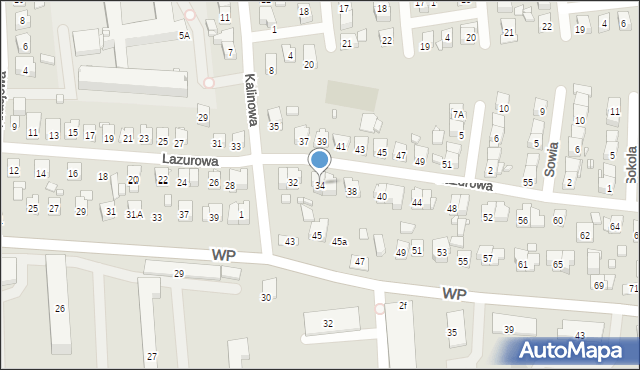 Zamość, Lazurowa, 34, mapa Zamościa