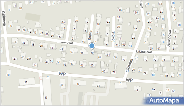 Zamość, Lazurowa, 60, mapa Zamościa