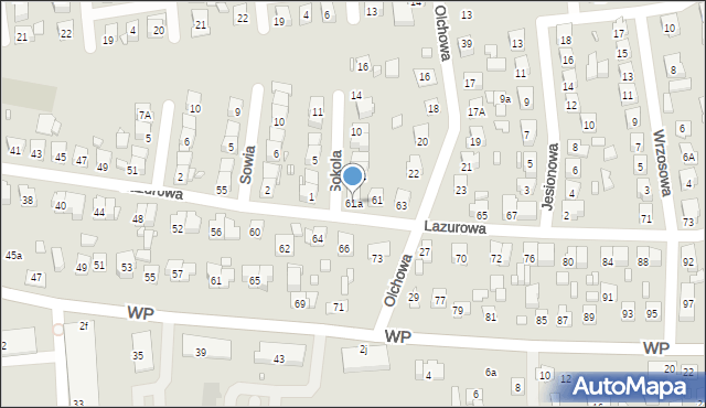 Zamość, Lazurowa, 61a, mapa Zamościa