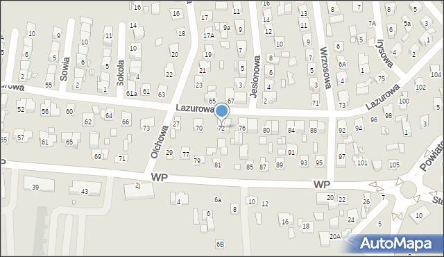 Zamość, Lazurowa, 72, mapa Zamościa