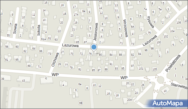 Zamość, Lazurowa, 78, mapa Zamościa