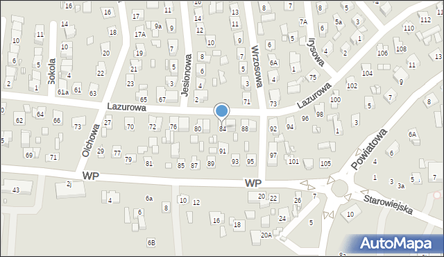 Zamość, Lazurowa, 84, mapa Zamościa