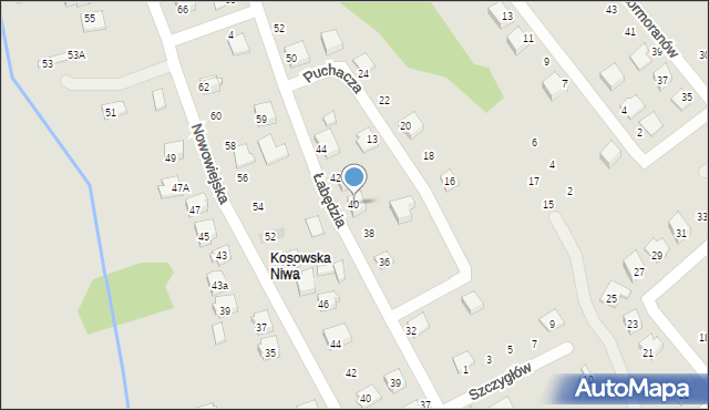 Zawiercie, Łabędzia, 40, mapa Zawiercie