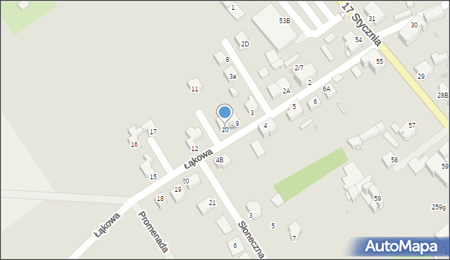 Zbąszyń, Łąkowa, 10, mapa Zbąszyń