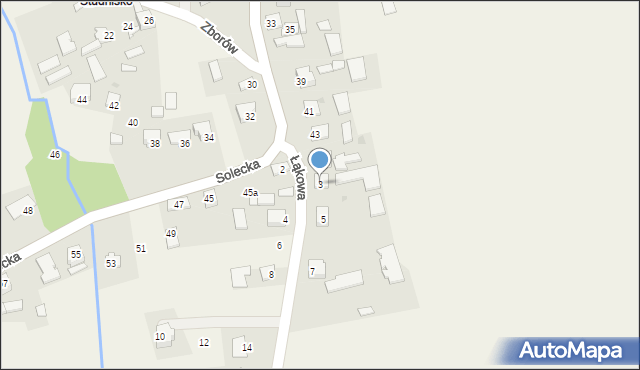 Zborów, Łąkowa, 3, mapa Zborów