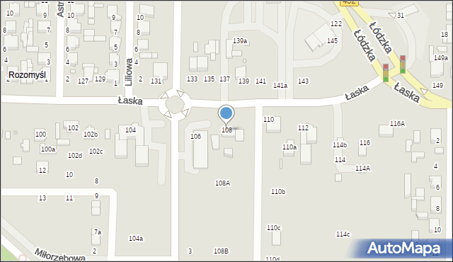 Zduńska Wola, Łaska, 108, mapa Zduńska Wola