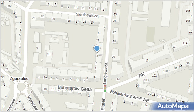 Zgorzelec, Langiewicza Mariana, gen., 3, mapa Zgorzelec