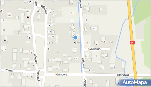 Zielęcice, Łąkowa, 5a, mapa Zielęcice