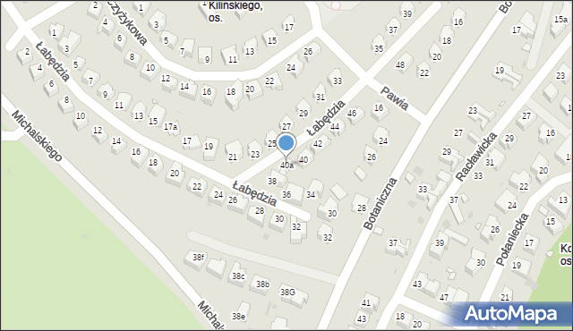 Zielona Góra, Łabędzia, 40a, mapa Zielona Góra
