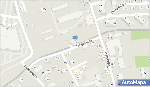 Zielona Góra, Langiewicza Mariana, gen., 2, mapa Zielona Góra