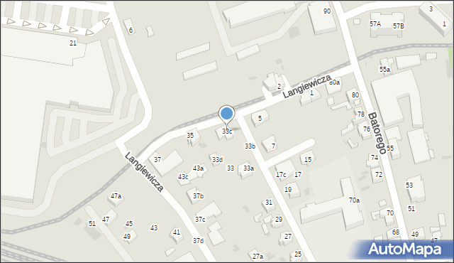 Zielona Góra, Langiewicza Mariana, gen., 33c, mapa Zielona Góra