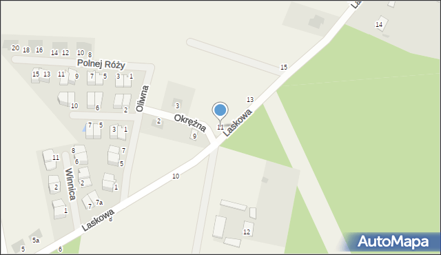 Zielonka, Laskowa, 11, mapa Zielonka