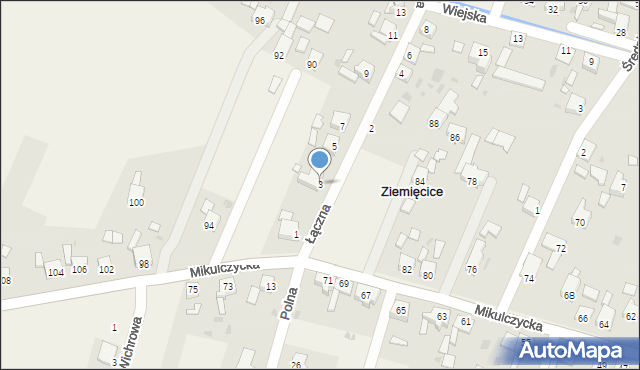 Ziemięcice, Łączna, 3, mapa Ziemięcice