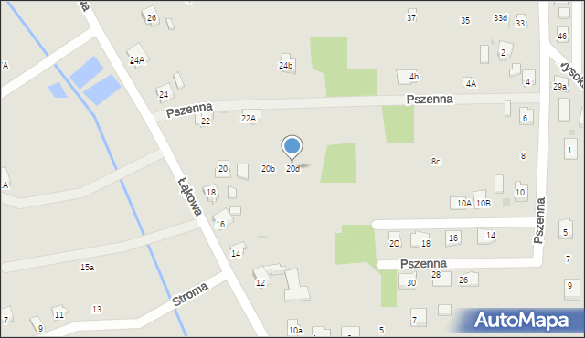 Żory, Łąkowa, 20d, mapa Żor
