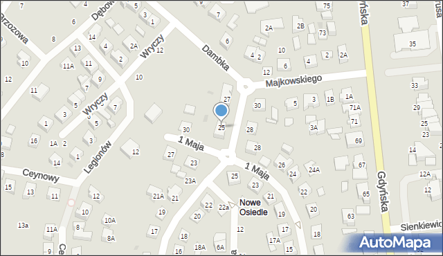 Żukowo, Łąkowa, 25, mapa Żukowo