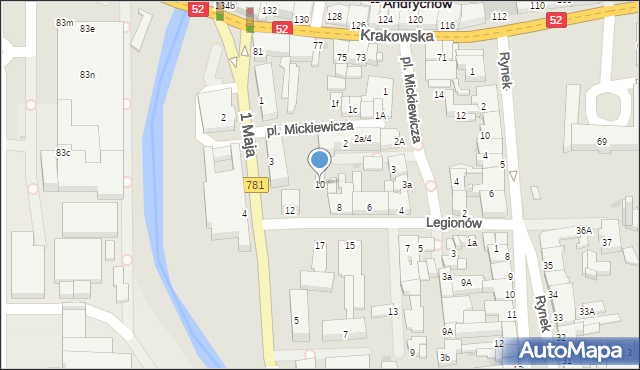 Andrychów, Legionów, 10, mapa Andrychów