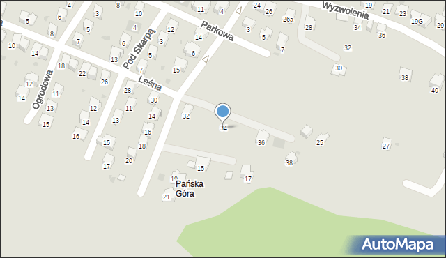 Andrychów, Leśna, 34, mapa Andrychów