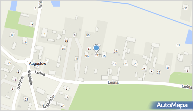 Augustów, Leśna, 13, mapa Augustów
