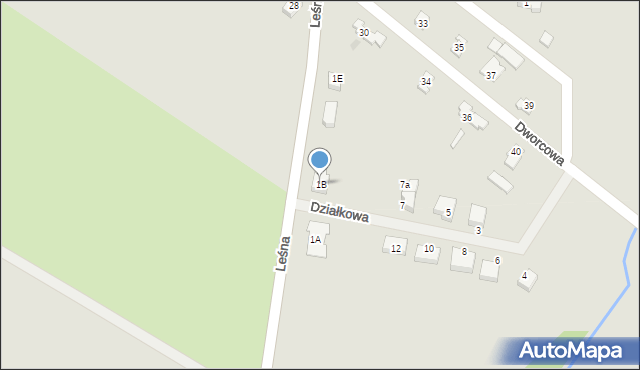 Babimost, Leśna, 1B, mapa Babimost